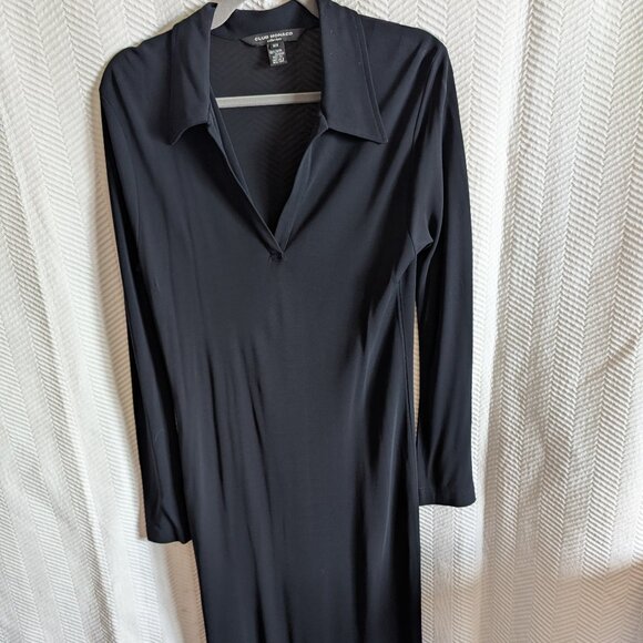Club Monaco Collection Navy Blue Semi-sheer Maxi dress long sleeve Medium - Picture 3 of 10